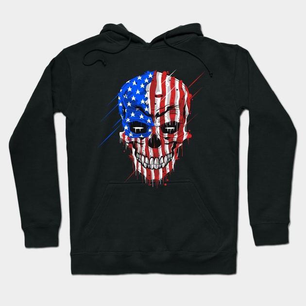 Skull Head Usa Flag Hoodie by Mako Design 